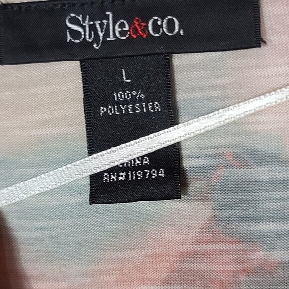 Style & Co Multi Color Scoop Neck Blouson Top - Picture 4 of 11